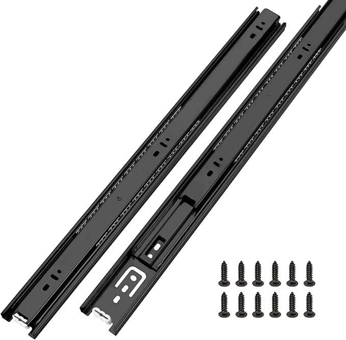 LONTAN Full Extension Ball Bearing Drawer Slides 8 10 12 14 16 18 20 22 24 Inch Heavy Duty Side Mount File Cabinet Rails Dresser Runner Kitchen Cabinet Drawer Glides,22 Inch,1 Pair,Black