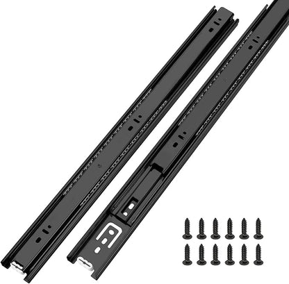 LONTAN Full Extension Ball Bearing Drawer Slides 8 10 12 14 16 18 20 22 24 Inch Heavy Duty Side Mount File Cabinet Rails Dresser Runner Kitchen Cabinet Drawer Glides,22 Inch,1 Pair,Black