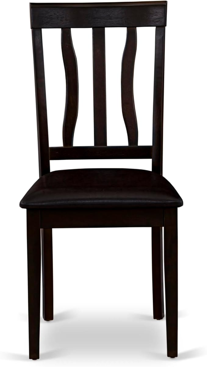 East West Furniture ANTI5-CAP-LC 5 Piece Dining Room Furniture Set Includes a Round Kitchen Table with Pedestal and 4 Faux Leather Upholstered Dining Chairs, 36x36 Inch, Cappuccino