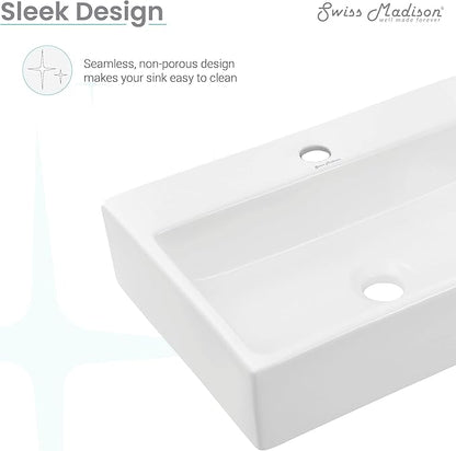 Claire 20 Rectangle Ceramic Vessel Sink, Matte White