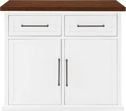 Crosley Furniture Bartlett Kitchen Island with Wood Top, White/Walnut