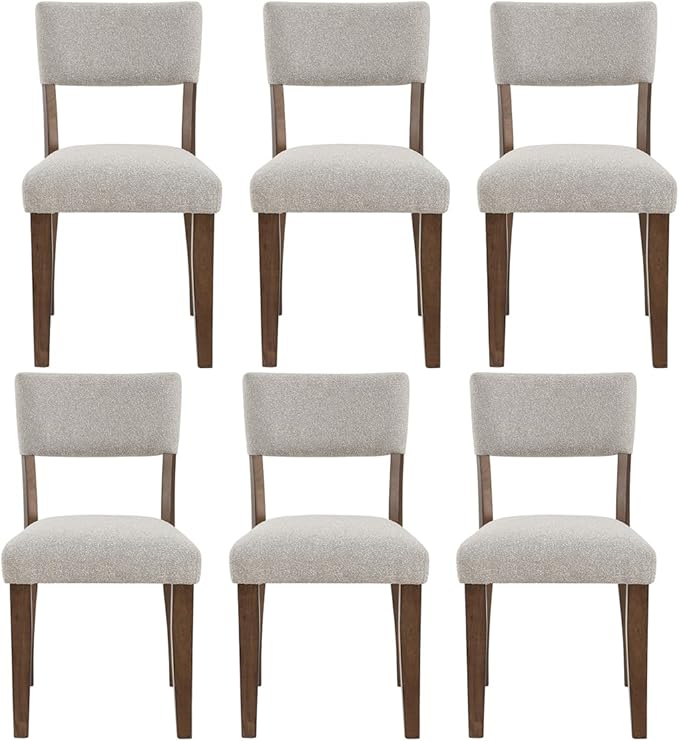 Farmhouse Dining Chairs Set of 2 - Upholstered Mid Century Armless Side Chairs with Back, Durable Polyester Fabric for Kitchen Island, Living Room, Restaurant