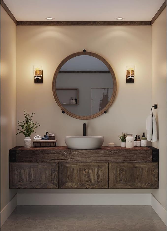 Progress Lighting P300045-020 Calhoun Collection Clear Glass Farmhouse Bath Vanity Light, 1 Light, Antique Bronze