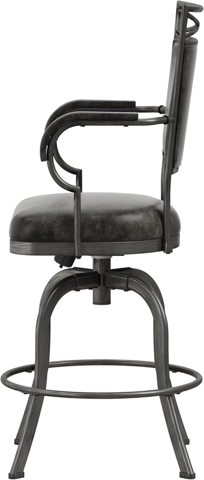 Hillsdale Bridgetown Metal Counter Height Swivel Stool, Pewter