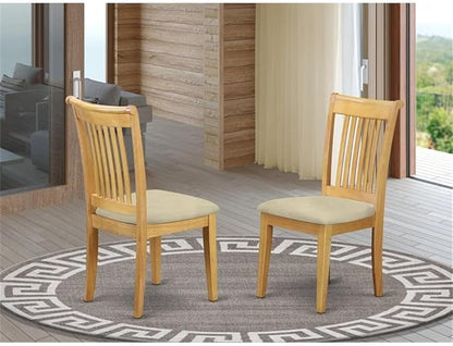 East West Furniture POC-OAK-C Portland Dining Chairs - Linen Fabric Upholstered Solid Wood Chairs, Set of 2, Oak