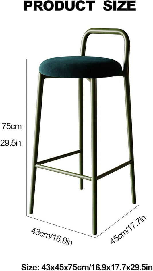 Modern Round Counter Height Bar Stools, Dining Chairs, Tall Metal Bar Chairs with Backrest Metal Frame and Footrest, Kitchen Island Stools for Kitchen Bar Pub Restaurant Cafe,Brown b