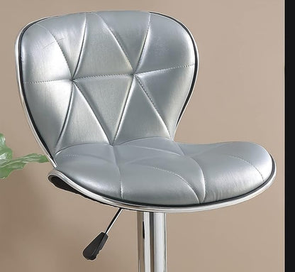 Modern Dining Chair 2 Adjustable Height Kitchen Island Stools with Upholstered Seat and Chrome Base for Dining Room, Sturdy Stable Easy Assembly Mid-Century Luxury Furniture,Silver-Metal-2pc