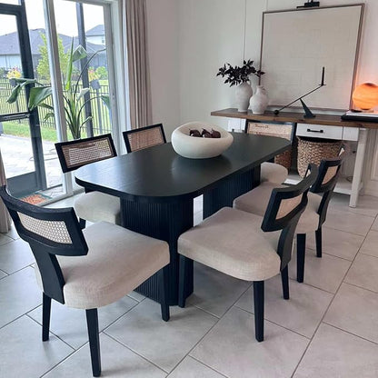 Miuuod 65" Dining Table for 4-6,Farmhouse Kitchen Table with Large Tabletop, Rectangular Dinner Eating Table for Dining Room,Living Room, Kitchen,Black
