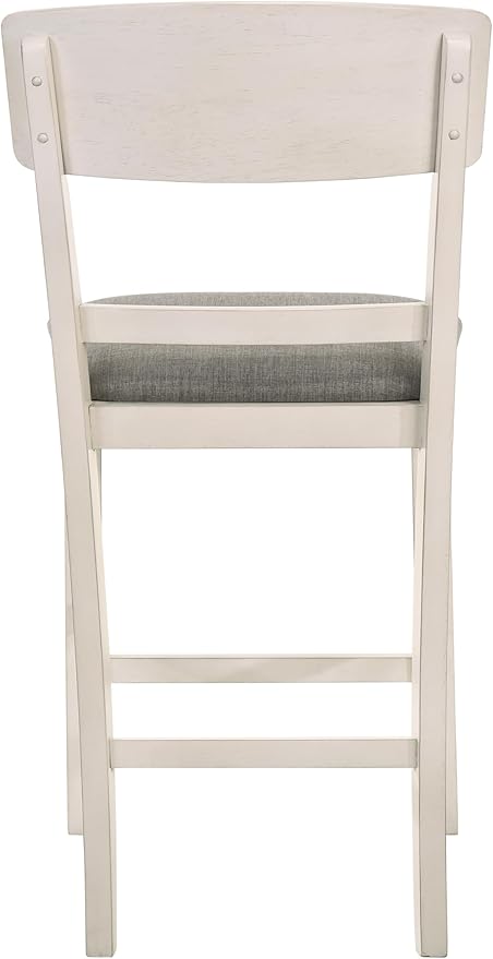 Set of 2 Creamy White Counter Height Dining Chairs with Upholstered Seats and Curve Back for Kitchen Island