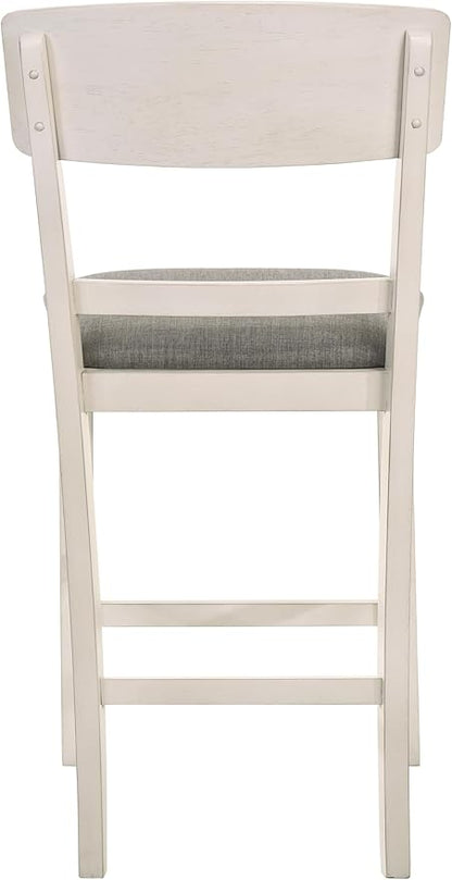 Set of 2 Creamy White Counter Height Dining Chairs with Upholstered Seats and Curve Back for Kitchen Island