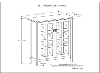 SIMPLIHOME Artisan SOLID WOOD 38 inch Wide Transitional Medium Storage Cabinet in Distressed Grey for the Living Room, Entryway and Family Room