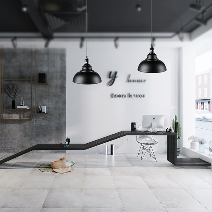 Lightess Black Pendant Light Dimmable, Industrial Hanging Lights Metal Barn Farmhouse Kitchen Lighting Edison Ceiling Mount Fixture, OLL466