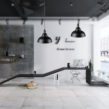 Lightess Black Pendant Light Dimmable, Industrial Hanging Lights Metal Barn Farmhouse Kitchen Lighting Edison Ceiling Mount Fixture, OLL466