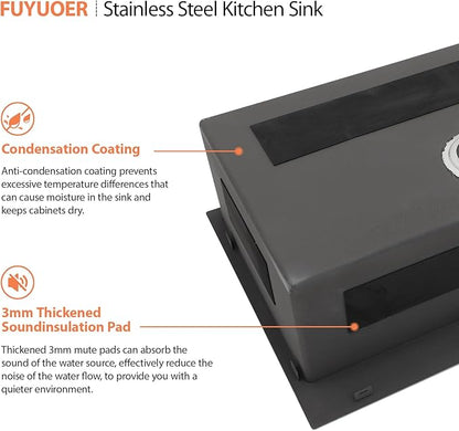 33 Drop In Kitchen Sink - Fuyuoer 33x22 inch Drop in Stainless Steel Sink 16 Gauge Single Bowl 10'' Deep Large Topmount Kitchen Sinks Over Mount, Round Corners