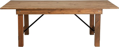 Flash Furniture Hercules Series 7' x 40" Rustic Solid Pine Folding Dining Table, Rectangular Antique Farmhouse Dining and Event Extension Table