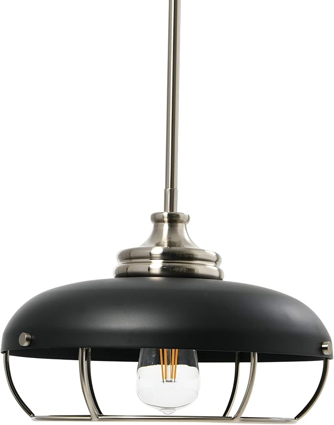 Presley - Caged Dome Metal Ceiling Light, Brushed Nickel and Matte Black