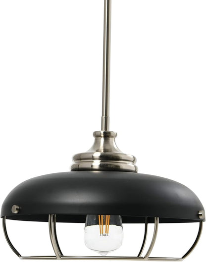 Presley - Caged Dome Metal Ceiling Light, Brushed Nickel and Matte Black