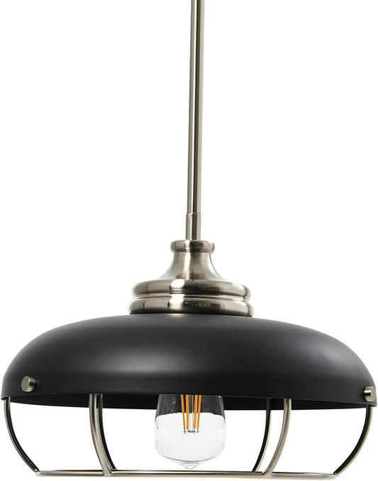 Presley - Caged Dome Metal Ceiling Light, Brushed Nickel and Matte Black