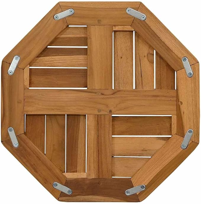 Octagonal Teak Table Top 15.7 x 15.7 in Solid Wood Slab Outdoor Indoor Replacement for Small Workbench Bistro Coffee Station RV Kitchen Dining Nook