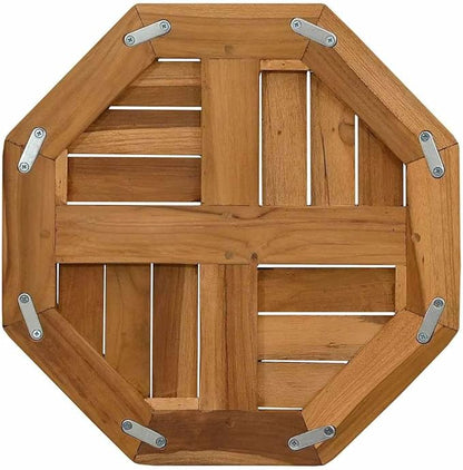 Octagonal Teak Table Top 15.7 x 15.7 in Solid Wood Slab Outdoor Indoor Replacement for Small Workbench Bistro Coffee Station RV Kitchen Dining Nook