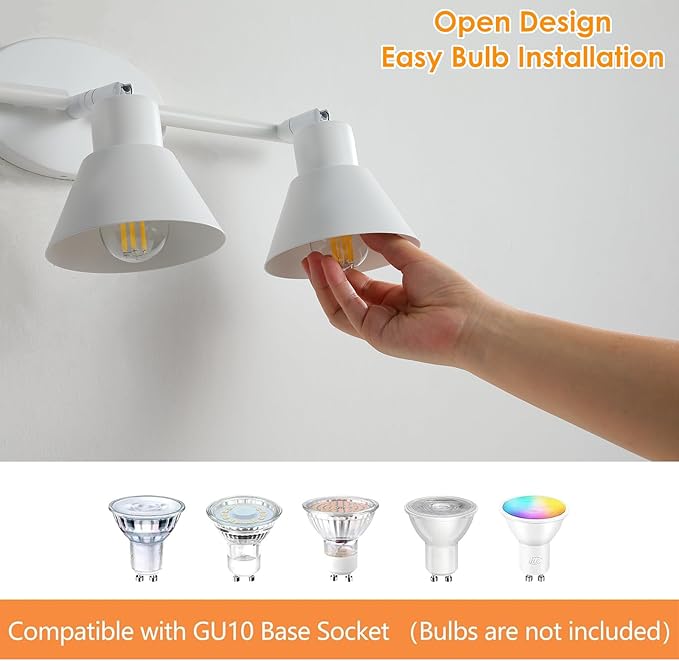 Modern 3-Light Track Lighting Fixture, Matte White Metal Ceiling Spotlight with Flexible Rotatable Heads, GU10 Base Directional Track Light for Kitchen, Hallway, Living Room & Gallery