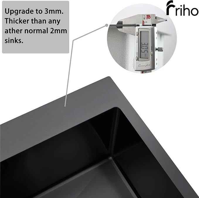 Friho 28x18 Inch Black Drop In Kitchen Sink, Stainless Steel Square RV Laundry Utility Sink, 28 Inch Topmount Deep Single Bowl Kitchen Sink With Basket Strainer