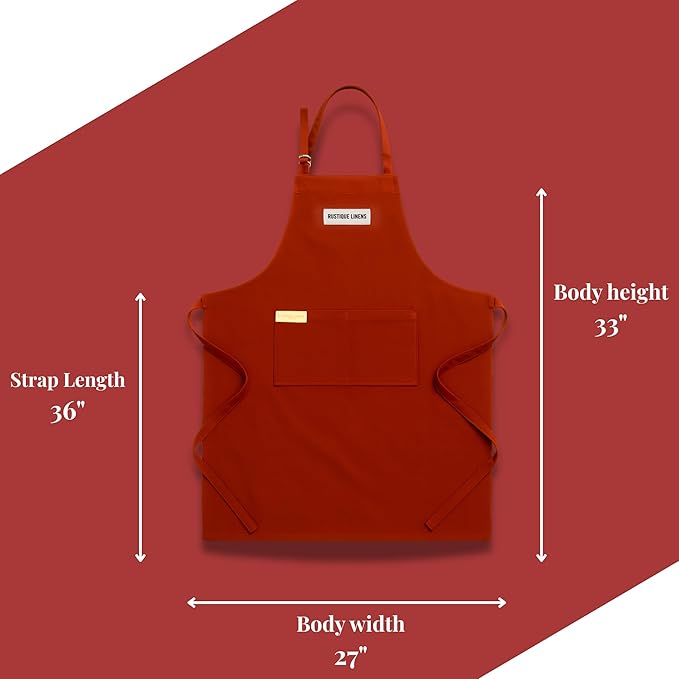 100% Cotton Kitchen Apron with 2 Pockets – Adjustable Chef Apron for Cooking Baking BBQ – Unisex Apron