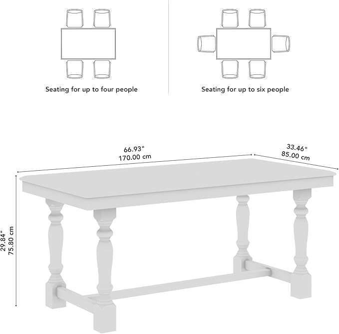 Bush Home 67-Inch Dining Table for 4-6 People, Squire Trestle Farmhouse Rectangular Wood Dining Room Table, Kitchen, Living Room, Sterling Dining Collection, Burnished Medium Brown and Black Paint