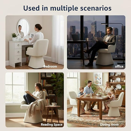 KISLOT Swivel Dining Chairs Set of 2, Mid Century Modern Chairs Fabric Upholstered Armchair with Armrest & Ergonomic Backrest for Dining Room, Kitchen, Bedroom, Living Room, Green, 2 Boxs