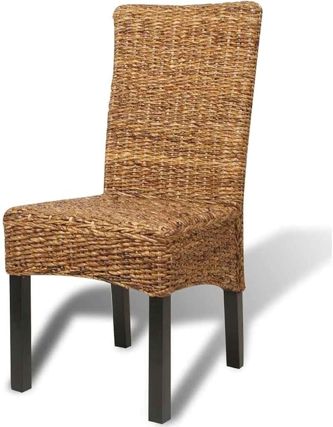 6-Pack Modern Farmhouse Dining Chairs Brown Handwoven Abaca Seat Solid Mango Wood Frame 18.5"x19.7"x38.2" Comfortable Kitchen Accent Chairs for Dining Room Living Room