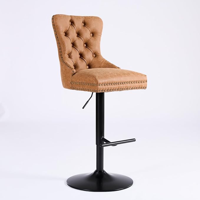 Modern Dining Chair Mid-Century Kitchen Table and Chairs with Sturdy Stable Base, Easy Assembly Luxury Furniture for Dining Room, Home Pub and Kitchen Island,Orange-PU-2pc