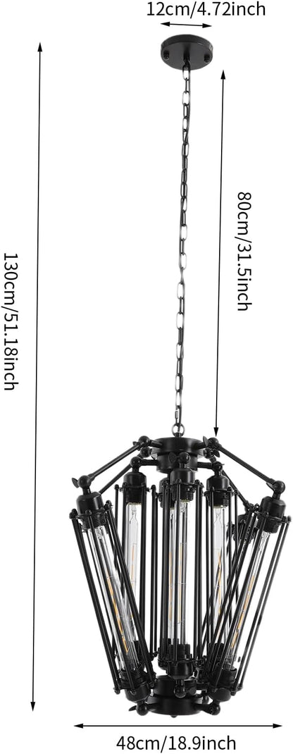 Industrial Metal Chandelier, 8 Lights Retro Chandelier Vintage Steampunk Style Pendant Light Loft Ceiling Fixture Pendant Hanging Lamp Geometric Structure Ceiling Lamp for Kitchen Living Room Bar