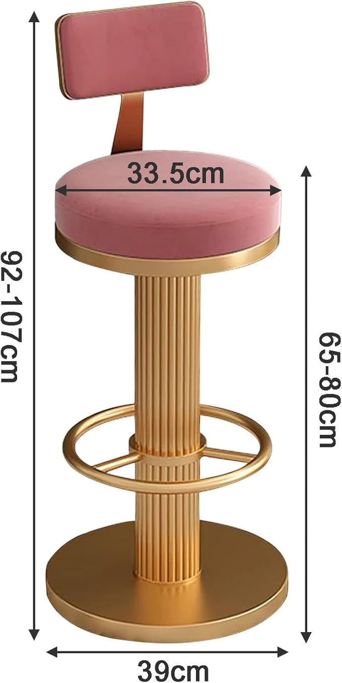 s, Adjustable Counter Height Chairs, Upholstered Chairs for Kitchen Island, Cafe, Pink,Pink-Sitting Height 6580cm