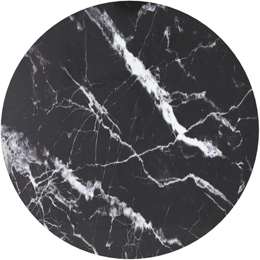 27.6" Round Tempered Glass Tabletop, Black Marble, Replacement Dining Desk, Easy-Wipe