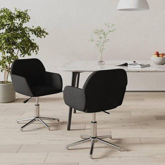 Swivel Dining Chairs Set of 2, Modern Black Fabric Upholstered Counter Height Stools with 360 Degree Rotation for Kitchen Island, Bar, and Dining Room