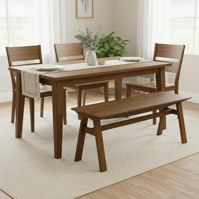 LukeAlon Solid Wood Dining Chairs, Rustic Farmhouse Kitchen Chairs 18" Seat Height, Heavy Duty Log Legs, Natural Wood Stools for Table, Hallway Kitchen Living Room, Walnut