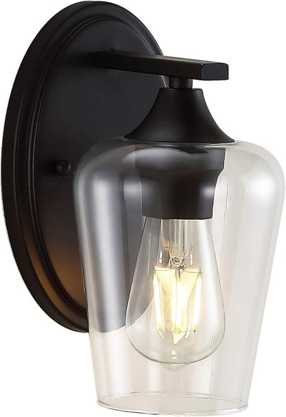JONATHAN Y 10" Oil Rubbed Bronze 1-Light Farmhouse Rustic LED Vanity Light Sconce, Clear Glass Shade, Vintage Indoor Fixture for Bathroom Mirror, LED Bulb Included JYL7545A