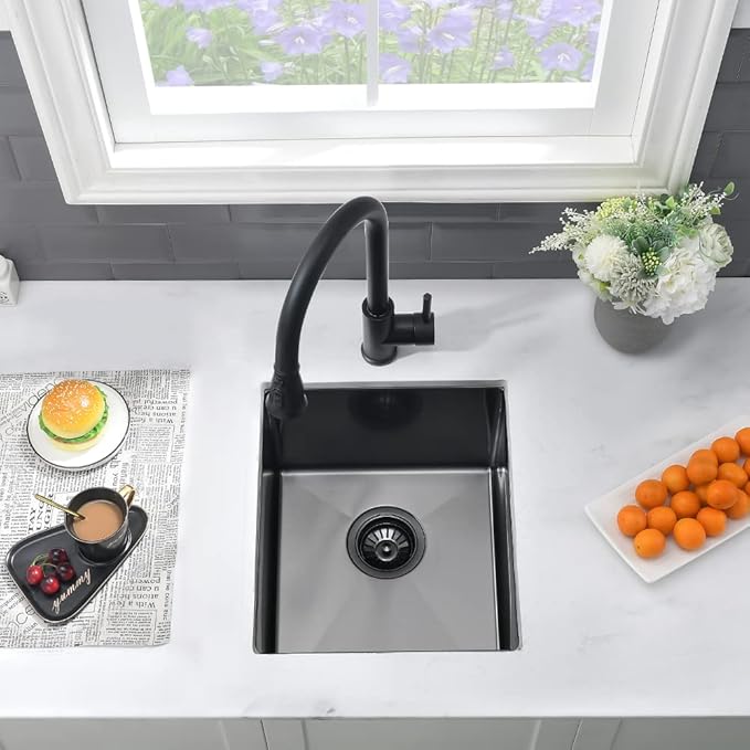 13 Black Bar Sink Undermount-VASOYO 13x15 Inch Undermount Bar Sinks Small Kitchen Sink for Bar Prep, Outdoor, Rv, 16 Gauge Stainless Steel Single Bowl Kitchen Basin with Bottom Grid