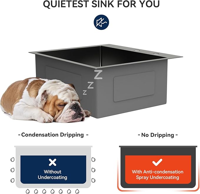 Lordear 25 Drop In Kitchen Sink 25 x 22 inch Gunmetal Black Drop Sink 16 Gauge Stainless Steel Single Bowl Topmount Over Counter Bar Prep Kitchen Sinks Basin