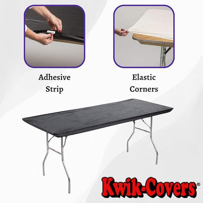 Kwik-Covers 6' Rectangular Plastic Table Covers 30" x 72", Bundle of 10 (Black)