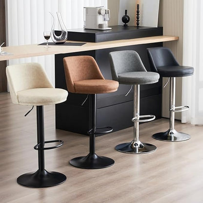 PU Leather Adjustable Stools - Swivel Armless Counter for Kitchen Island, Dining Room &,/Black a-One Size