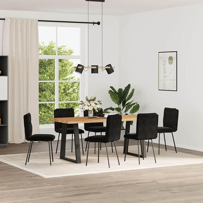 6 Pcs Black Velvet Dining Chairs Modern Farmhouse Kitchen Chairs with Metal & Wood Frame, Comfortable Upholstered Seat and Backrest for Dining Room Living Room Bedroom