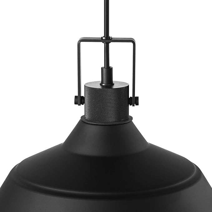 GLOBE Electric 44476 1-Light Indoor/Outdoor Pendant Light, Matte Black Finish, Textured Socket Detail, Adjustable Hanging Height, E26 Base, Modern Farmhouse Style