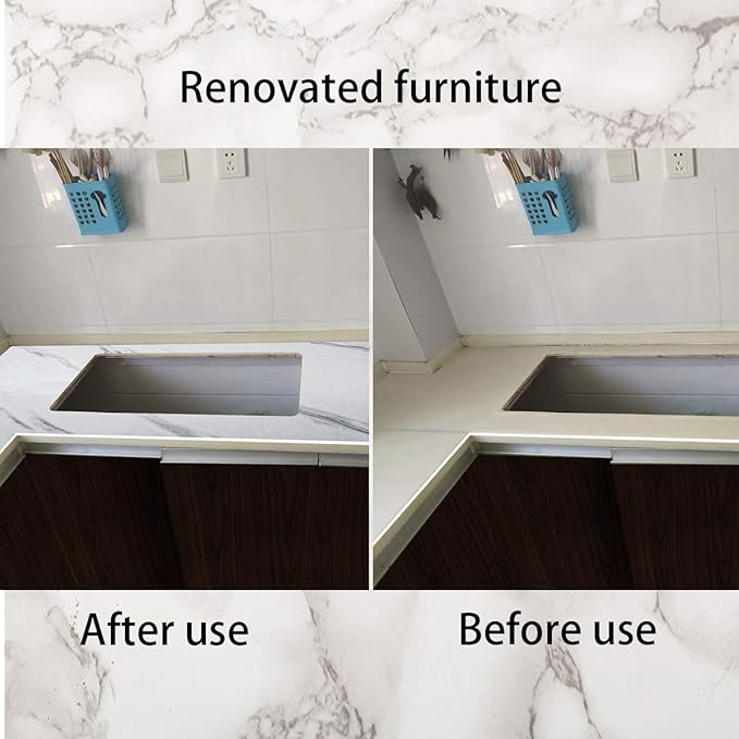 BAYYA White Marble Wallpaper Peel Stick Countertop Contact Paper White Granite Bathroom Kitchen Marble Paper Self Adhesive Vinyl Counter Top Covers Waterproof Decorative Furniture Wall Stickers