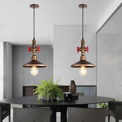 EYBOPB Industrial Steampunk Pendant Light, Water Pipe Ceiling Hanging Lamp Lighting Fixture for Kitchen Island, Bedroom, Dining Hall,Cafe, Bar, with Adjustable 39.4" Wire, Bronze