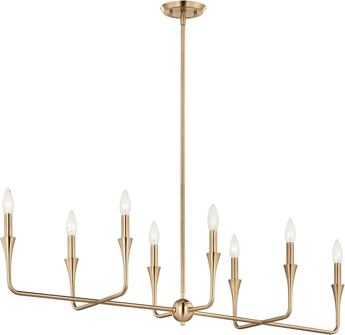 Kichler Alvaro 8-Light Linear Chandelier, Soft Modern Light in Champagne Bronze, for Dining Room or Kitchen (24.25" x 11.5" x 45.5"), 52693CPZ