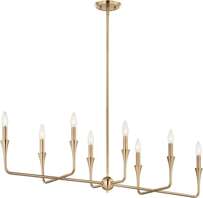 Kichler Alvaro 8-Light Linear Chandelier, Soft Modern Light in Champagne Bronze, for Dining Room or Kitchen (24.25" x 11.5" x 45.5"), 52693CPZ