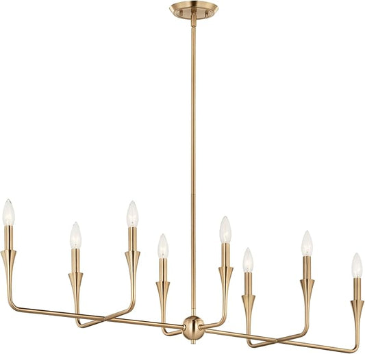 Kichler Alvaro 8-Light Linear Chandelier, Soft Modern Light in Champagne Bronze, for Dining Room or Kitchen (24.25" x 11.5" x 45.5"), 52693CPZ