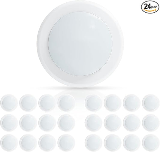 ECOELER 24 Pack 5/6" LED Disk Light, Dimmable Led Flush Mount Ceiling Light, 16.5W, 2700K Soft White, Installs into Junction Box or Recessed Can, ETL Listed