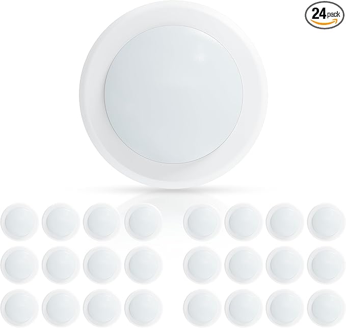 ECOELER 5/6“ LED Disk Light, Dimmable LED Recessed Ceiling Lights, 16.5W 1000Lm, 3000K Warm White, Flush Mount Downlight Suitable for J-Box or Recessed Can, ETL & FCC Listed, 24 Pack